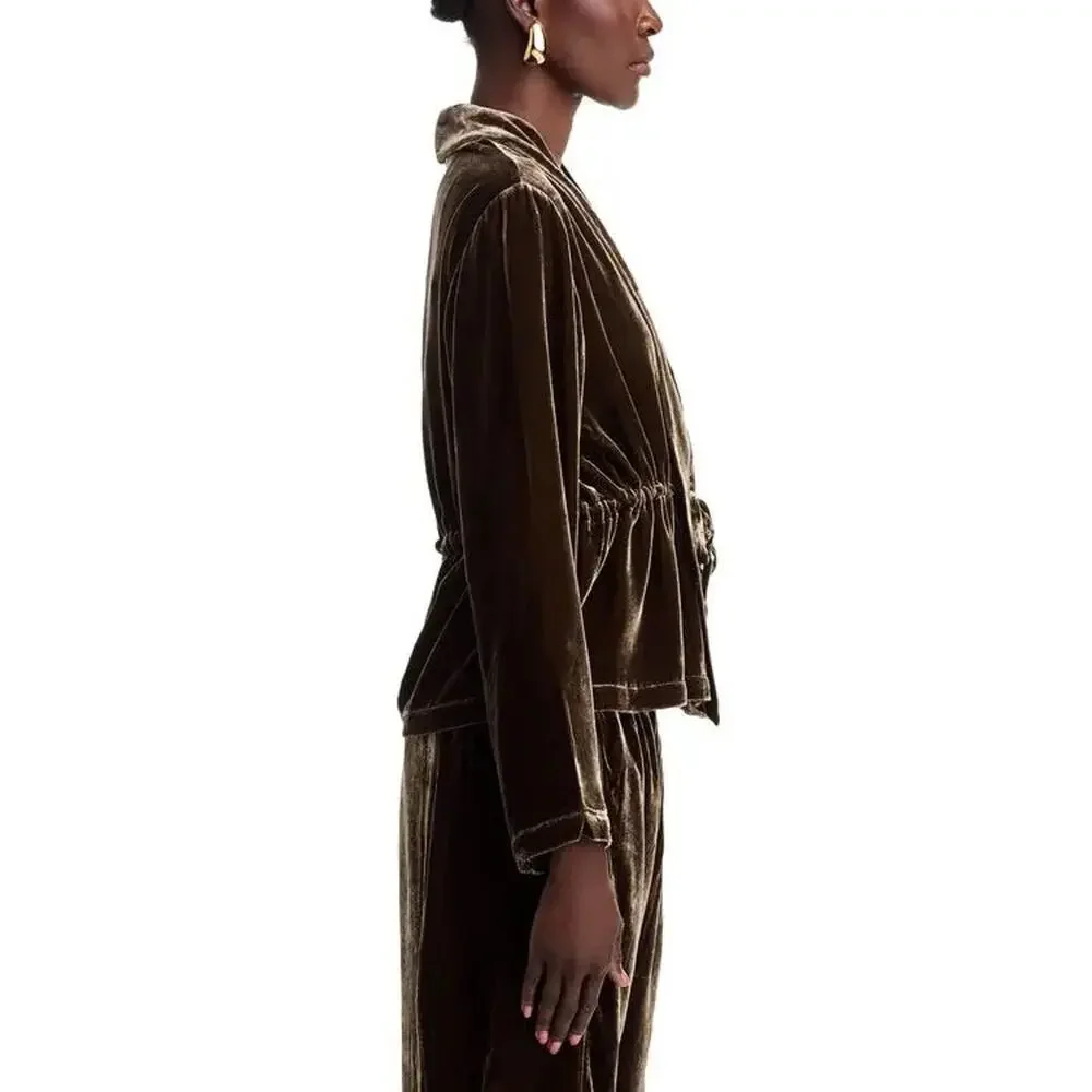 Eileen Fisher High Collar Velvet Jacket Wren - Size XS - NWT